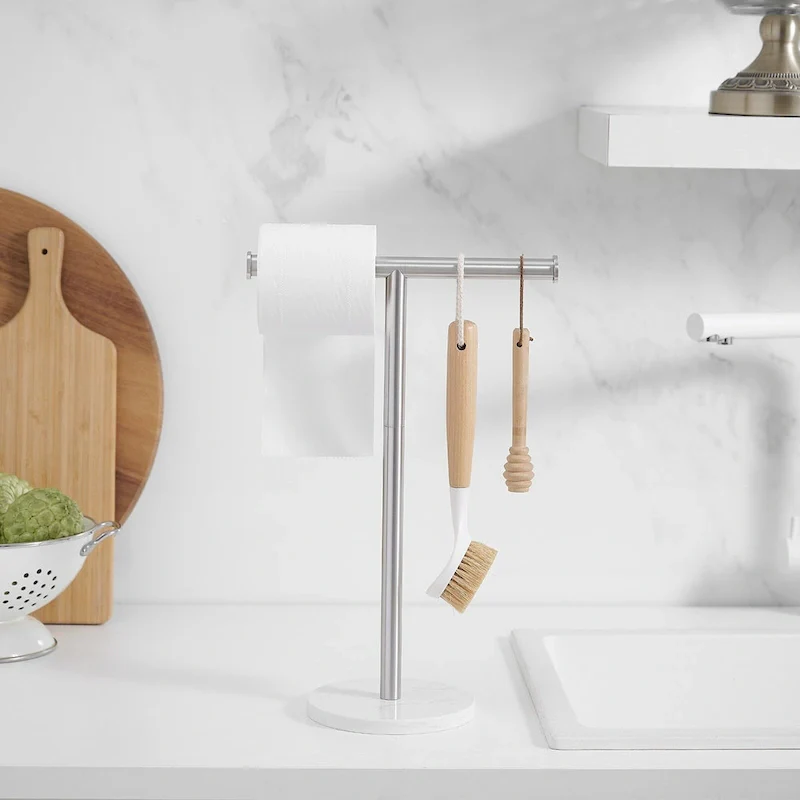 T-Shape Towel Rack With Natural Marble Base