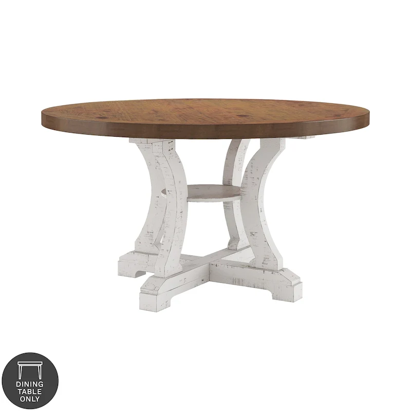 Furniture of America Sylmer Farmhouse 54-inch Wood Round Dining Table