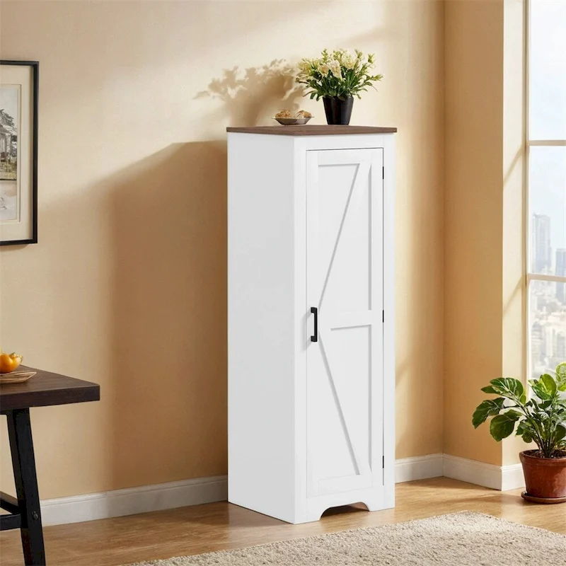 Farmhouse Storage Cabinet with Shelf,Single Barn Door Accent Cabinet
