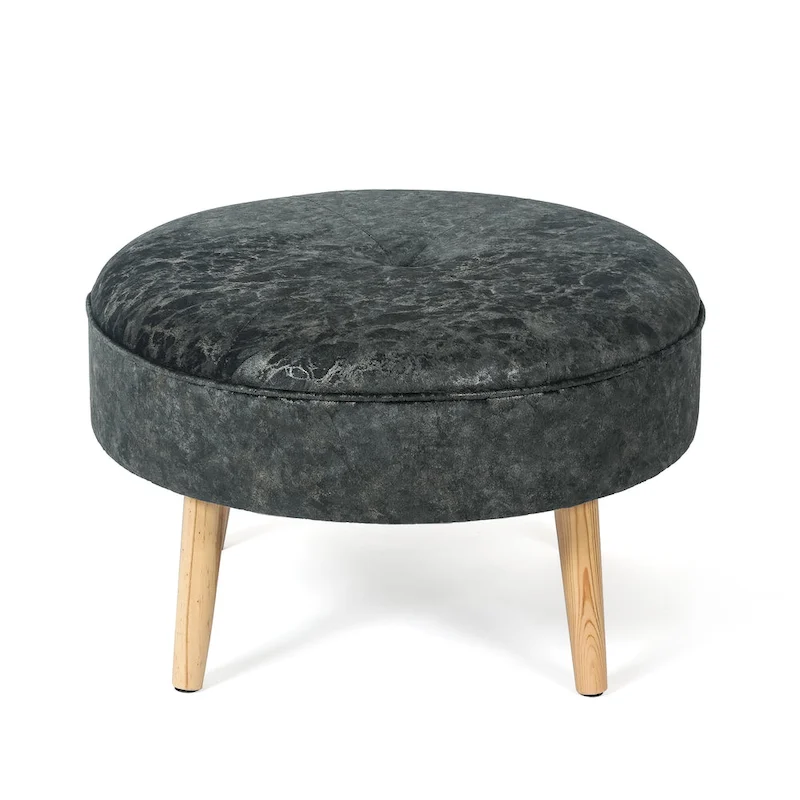 Adeco Carrington Juttersbo Round Tufted Fabric Ottoman
