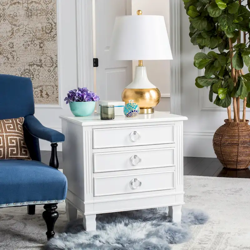 Grey / White French Style 3-Drawer Nightstand – 1 Person