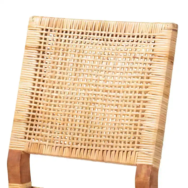 Lesia Modern Bohemian Natural Brown Rattan and Wood Counter Stool