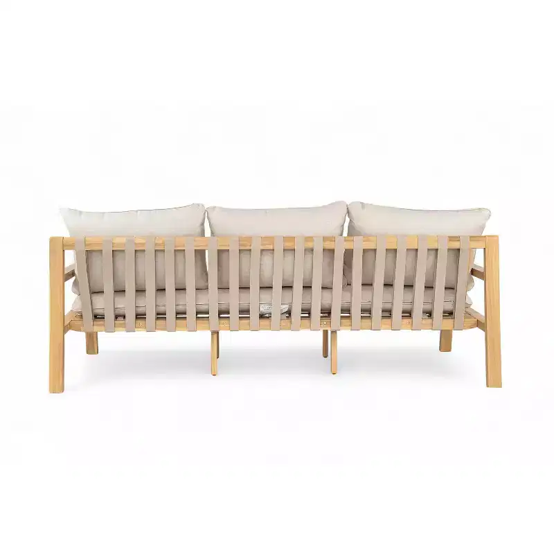 Christopher Knight Home Fabia 75 Rustic Patio Upholstered 3-Seater Loveseat with Rope Weave Open Back