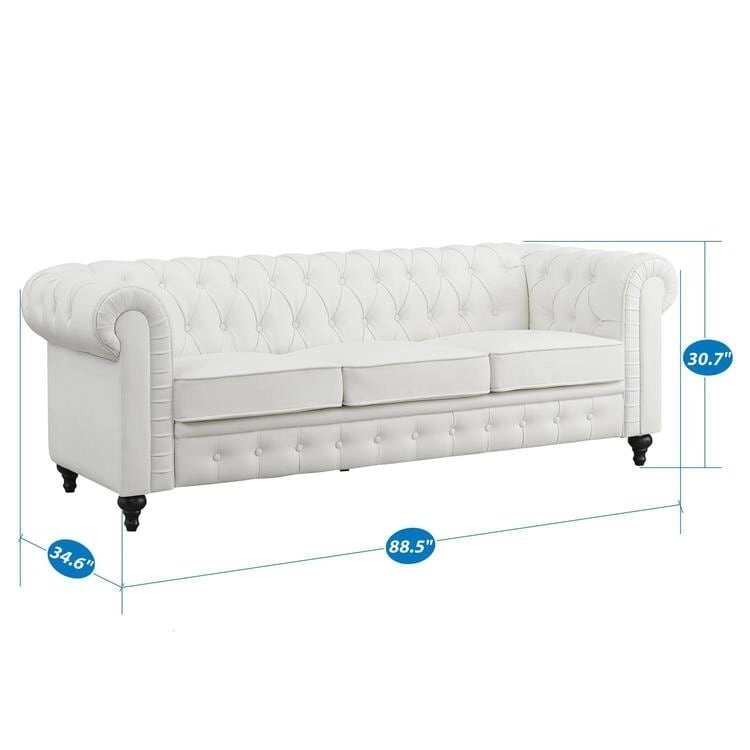 Chesterfield Modern Sofa & Accent Chair with Rolled Arms Tufted Cushions Sectional Sofa Couch for Small Spaces