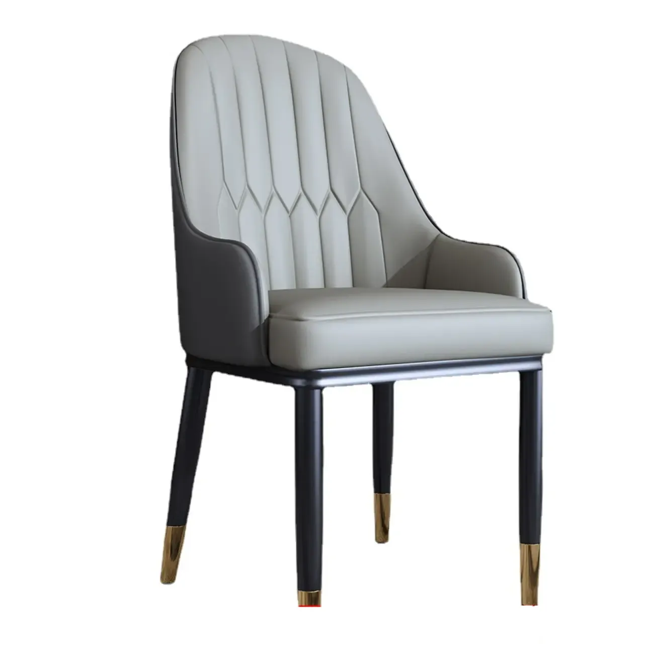 Glam Faux Leather Curved Back Armrest Dining Chair