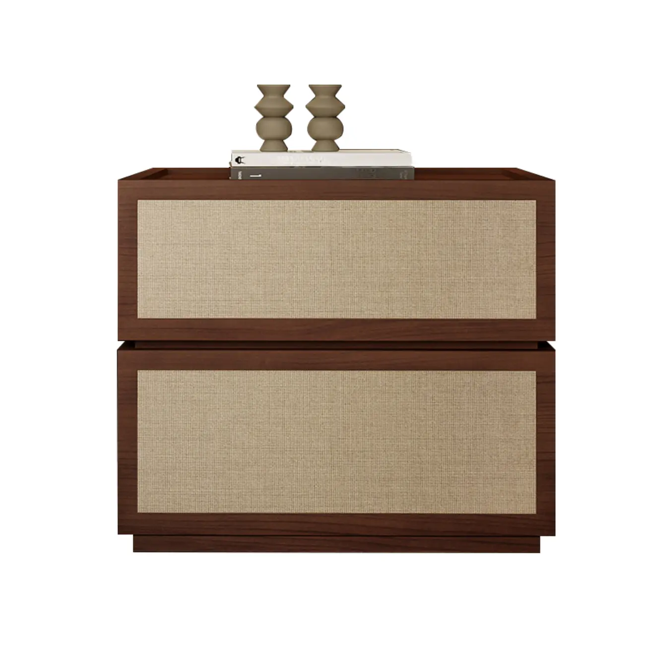 Dark Walnut 2-Drawer Fabric Wood Frame Nightstand