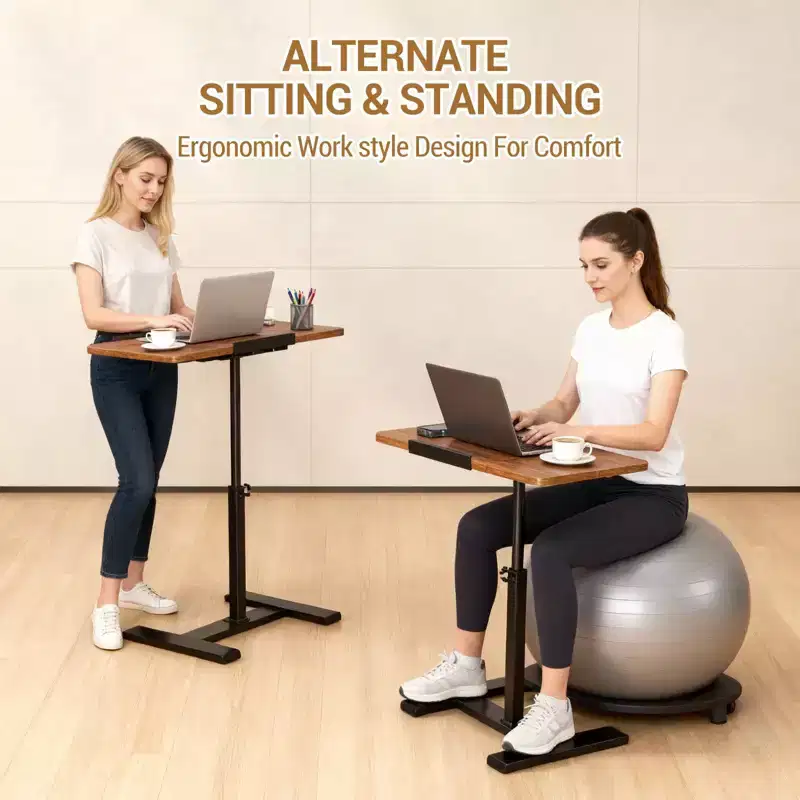 Adjustable Height Mobile Laptop Desk with Tilting Tabletop - Rolling Workstation & Computer Cart for Home Office & Classroom - Compact Design