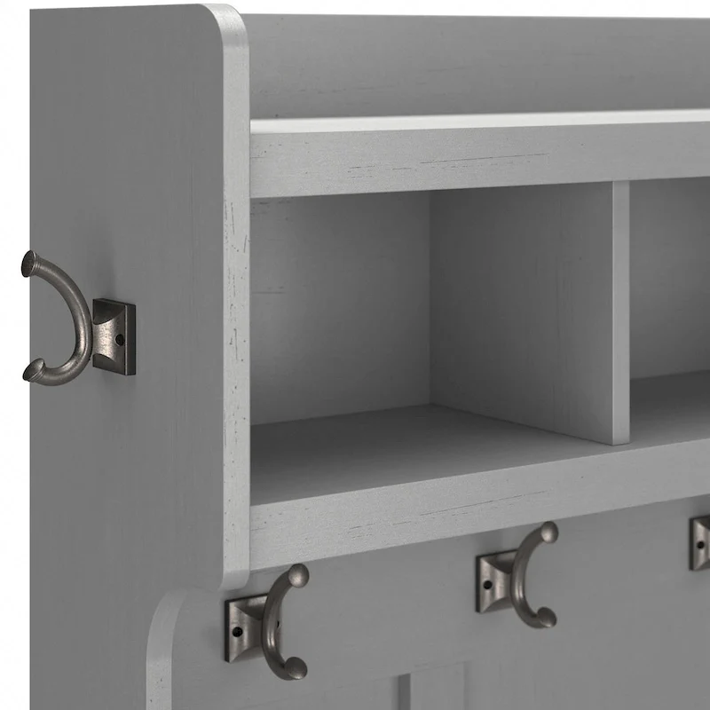 Woodland 40W Hall Tree and Shoe Bench with Shelves by Bush Furniture