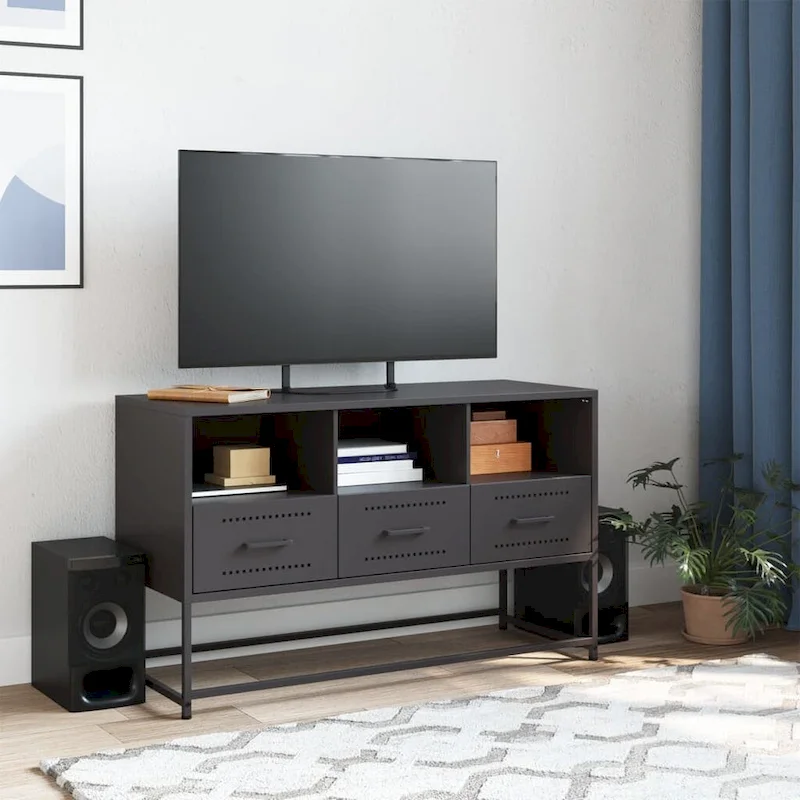 TV Stand Entertainment Center Media Unit Living Room Furniture Steel - 15.4 x 39.6 x 23.8