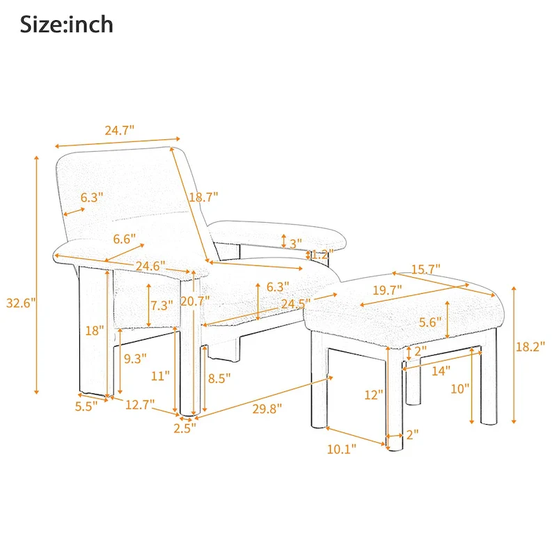 Mid-Century Accent Chair with Ottoman