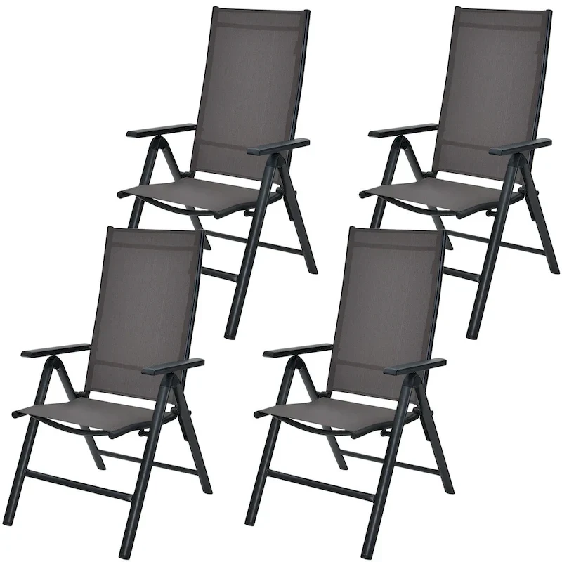 Costway 4PCS Patio Folding Dining Chairs Aluminium Adjustable Back - See details