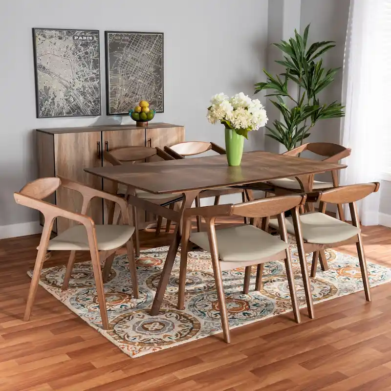 Harland Mid-Century Modern 7-Piece Dining Set