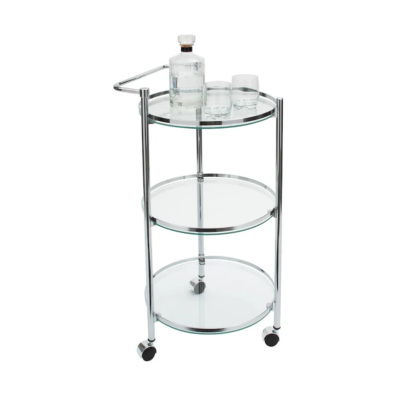 Organize It All Circular Tempered Glass Rolling Serving Cart - 15.25 x 16.75 x 29.75