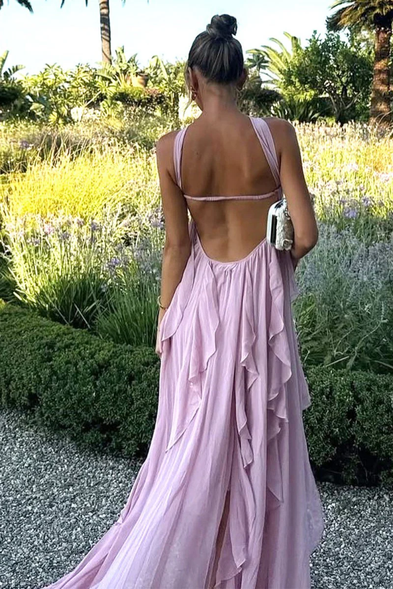 White Strapless A Line Chiffon Pleated Long Prom Dresses With Ruffles