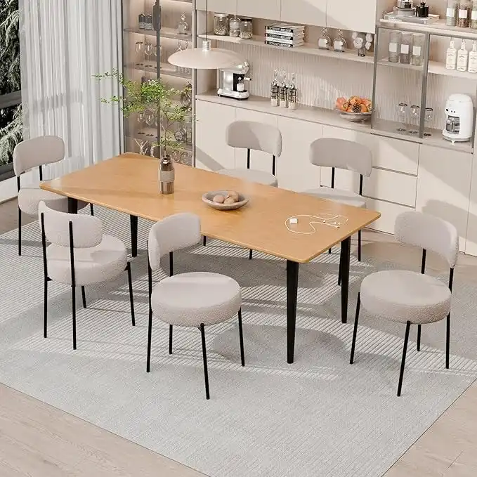 Mid-Century Modern Upholstered Boucle Dining Chairs (Set of 2/4/6)