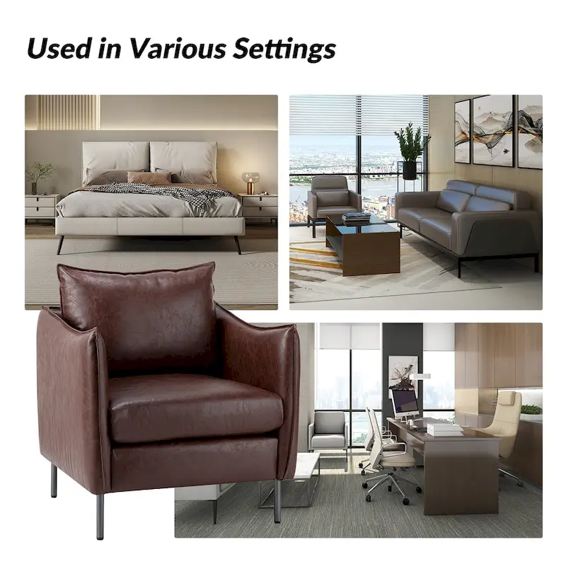 Jaime Modern Vegan Leather Accent chair with Metal Legs Set of 2 by HULALA HOME