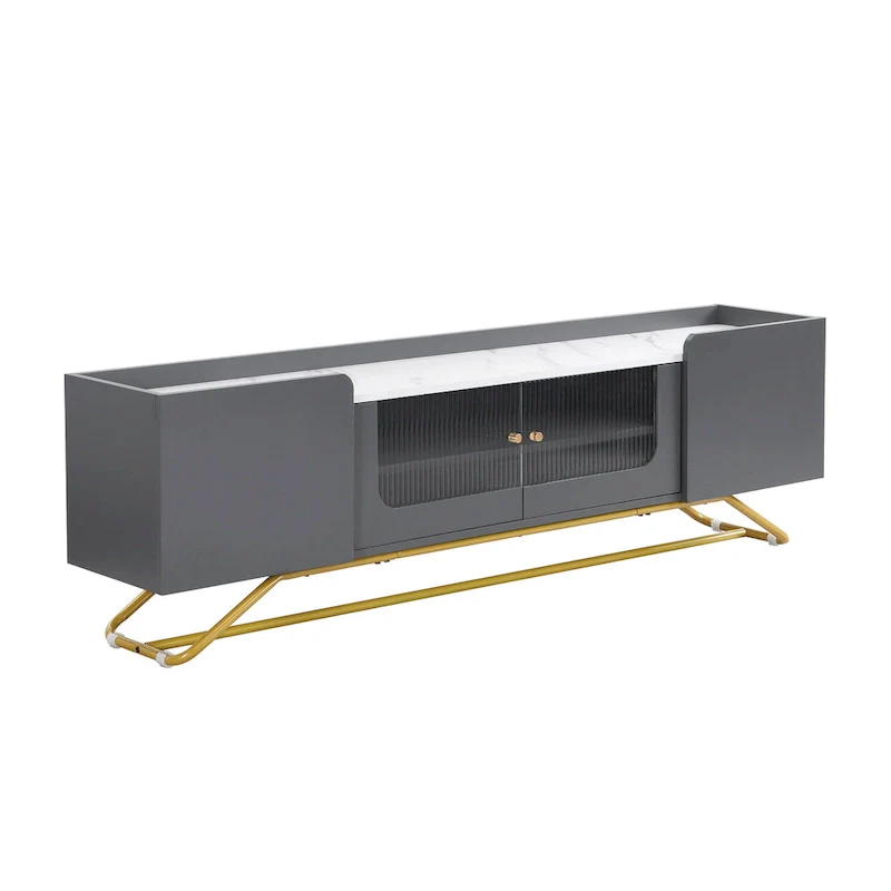 TV Console Table with Gold Frame Base