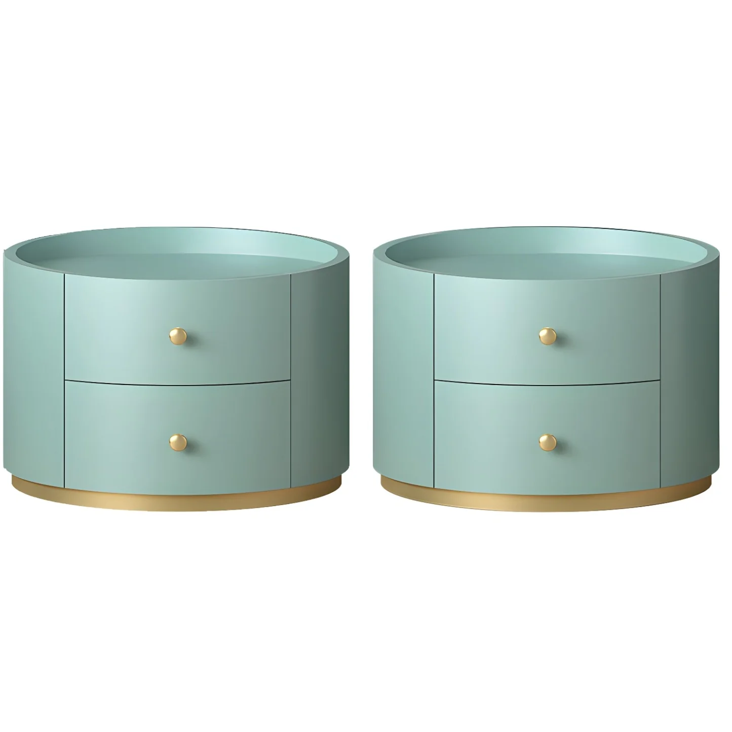 Glam Manufactured Wood Round 2-Drawer Nightstand