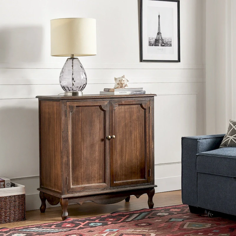 34-Inch Tall Double-Door Farmhouse-Style Decorative Cabinet