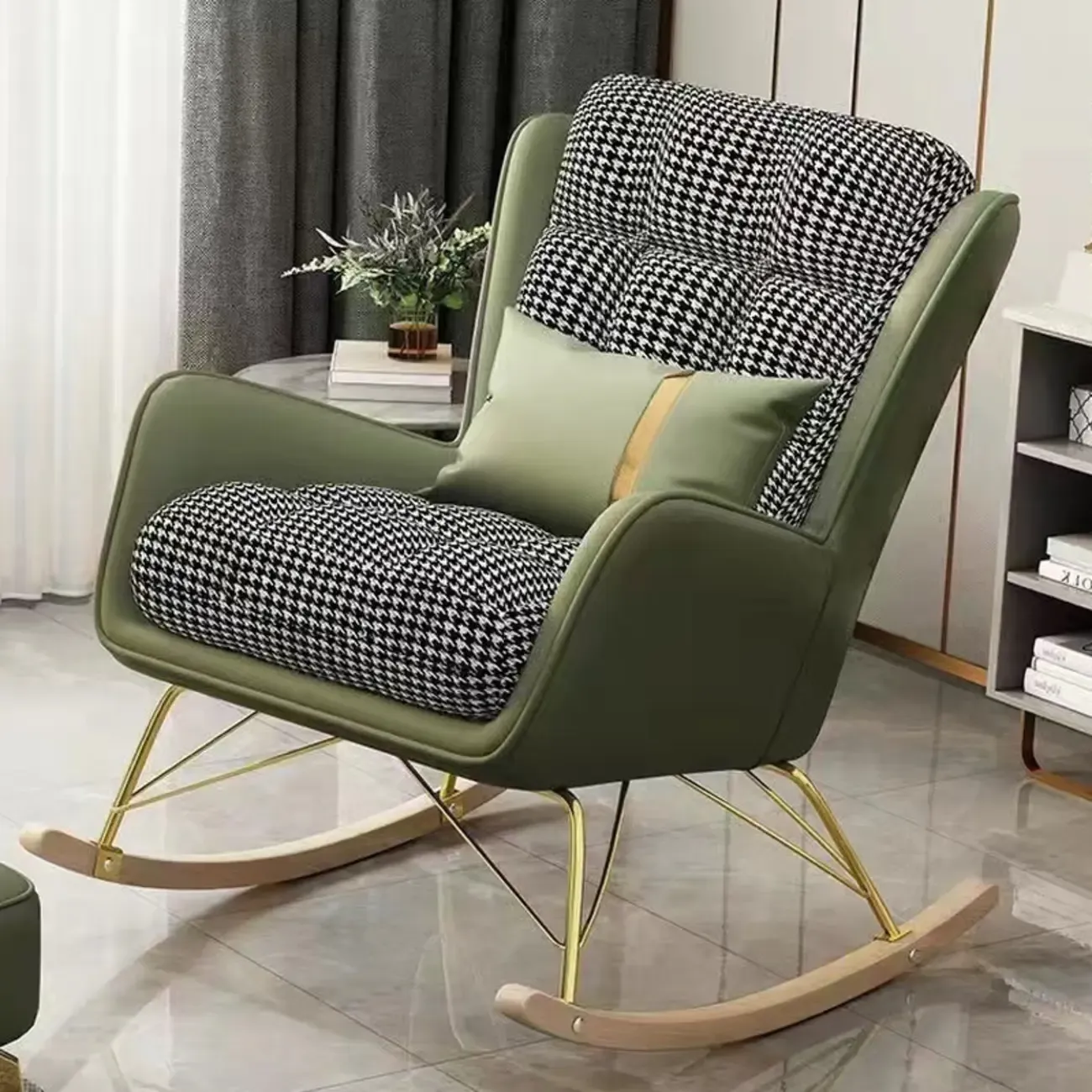 Modern Upholstered Rocking Chair with Optional Ottoman