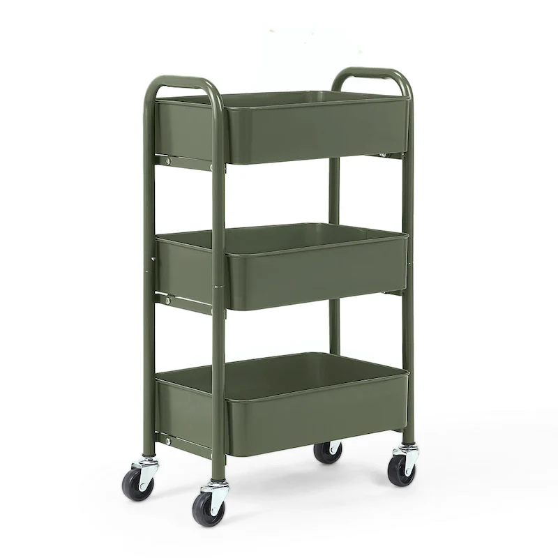 Kitchen Island Cart on Wheels with Open Shelves & Cabinet - 39W x 16D