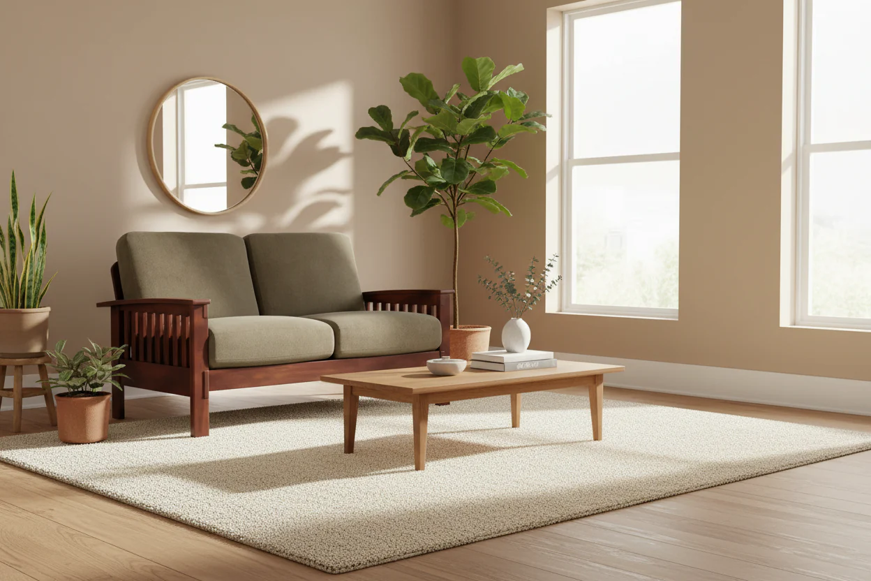 Mission-Style Wood Loveseat - 2 Seater