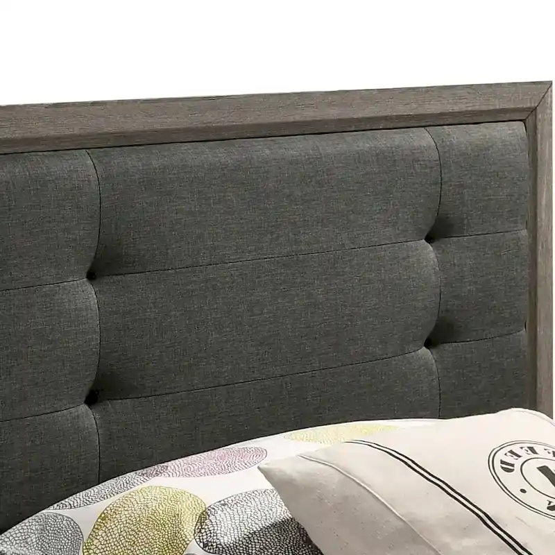 Aury Transitional Grey Wood Tufted 2-Piece Panel Bed and Trundle Set by Furniture of America