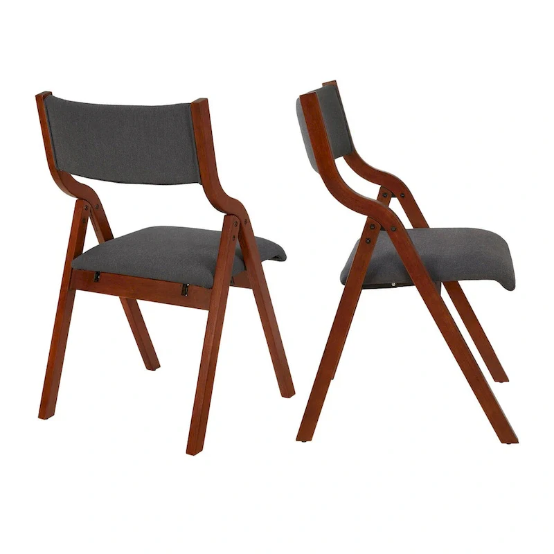 Upholstered folding Dining chair set of 2