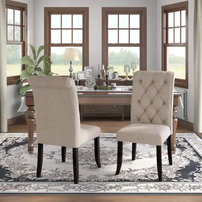 Sheila Rustic Farmhouse Tufted Fabric Dining Chairs (Set of 2) by Furniture of America