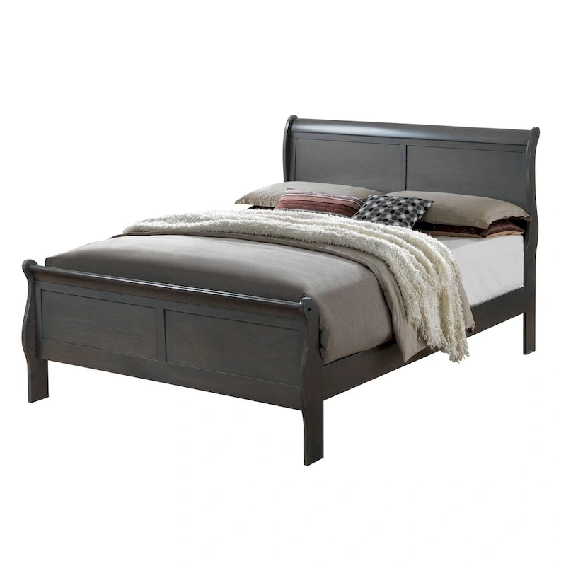 Furniture of America Mayday Contemporary Grey Solid Wood Sleigh Bed
