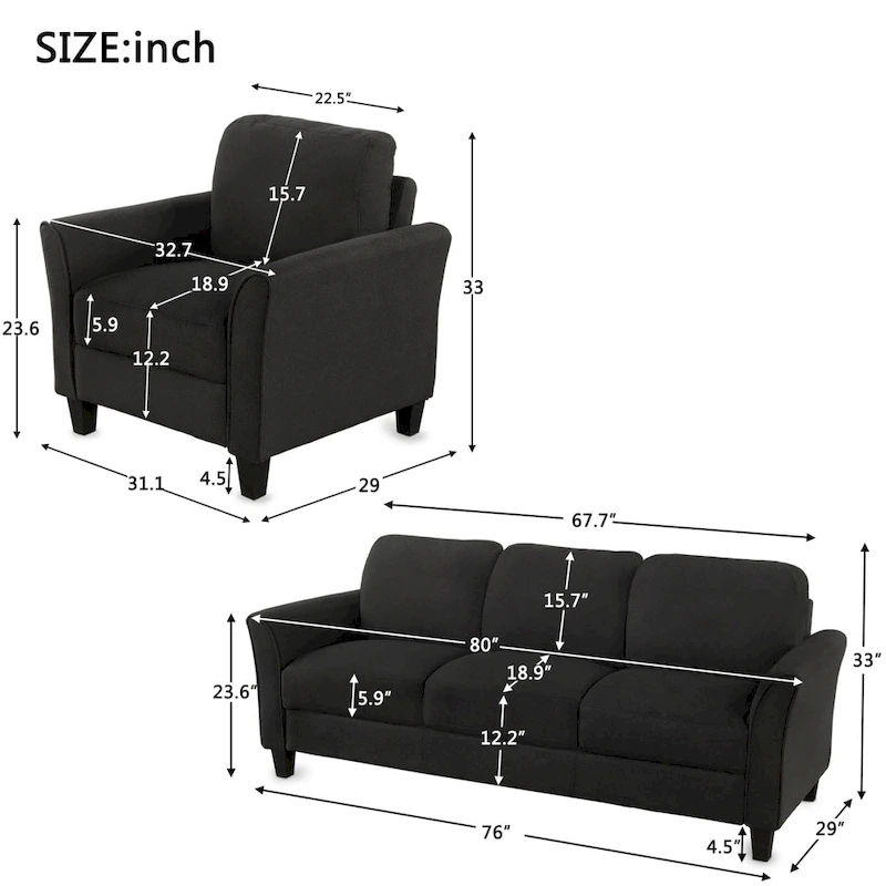 Living Room Furniture Chair And 3-Seat Sofa