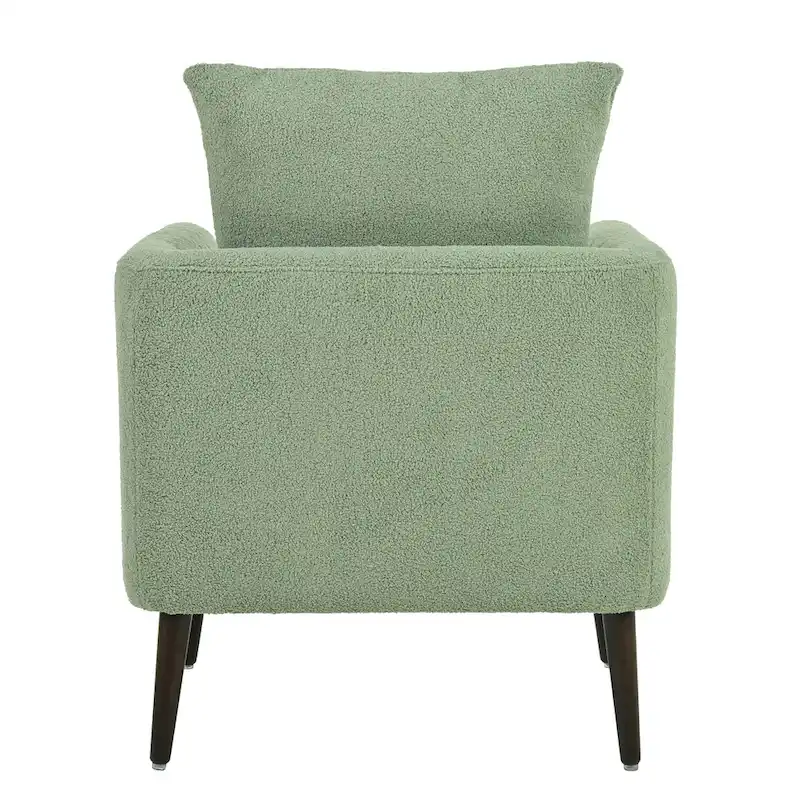 Modern 26.77 Upholstered Arm Chair with Solid Wood Legs and Waist Pillow