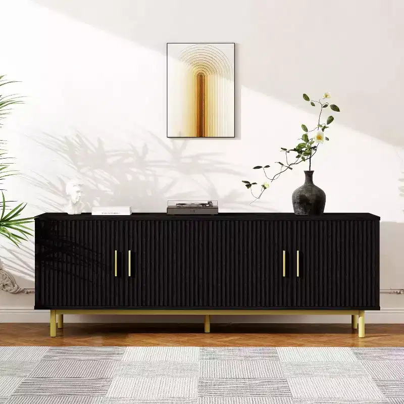 Dyonery 70 Fluted-Door TV Stand, Entertainment Center with StoragePS! Adjustable Shelf, Modern TV Console for Living Room and Bedroom,