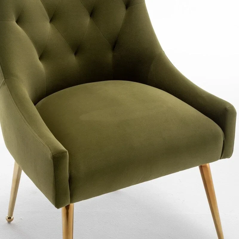 Modern Dining Chairs Set of 2, Upholstered Accent Chair Tufted Back Armless Chair with Back Pull