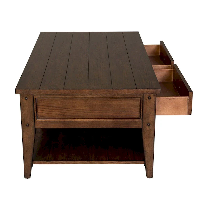 Liberty Furniture Lake House Cocktail Table Rustic Brown Oak