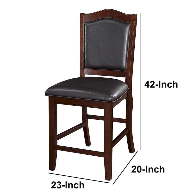 Wooden Armless High Chair, Espresso Brown & Black, Set of 2