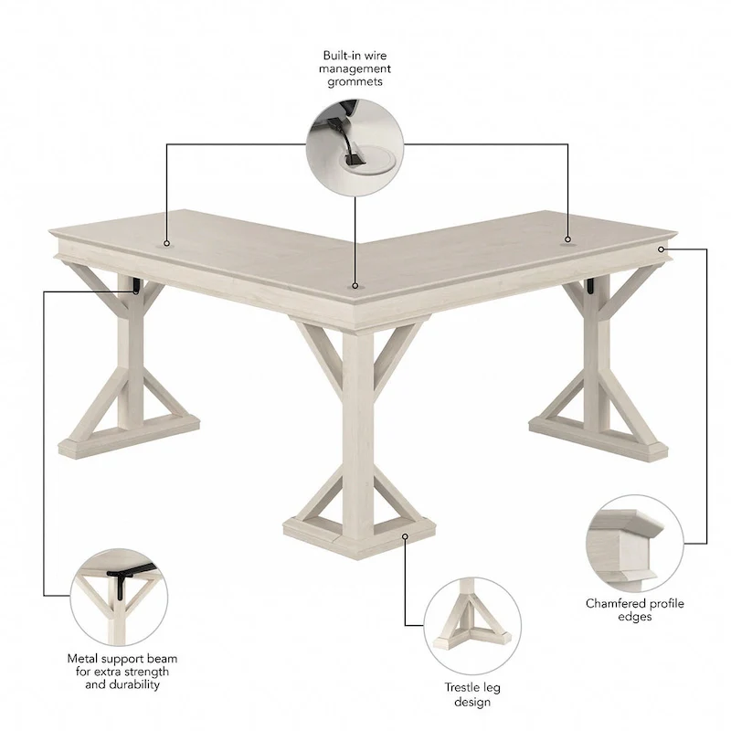 Homestead 60W Farmhouse L Shaped Desk by Bush Furniture