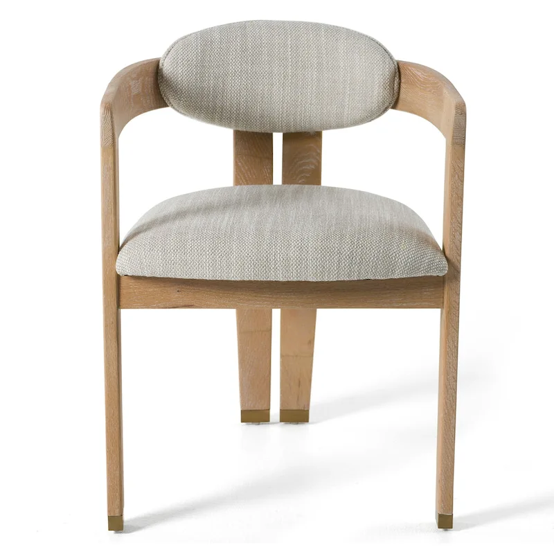 Modrest Belton Modern Off-White Fabric & White Wash Oak Dining Chair