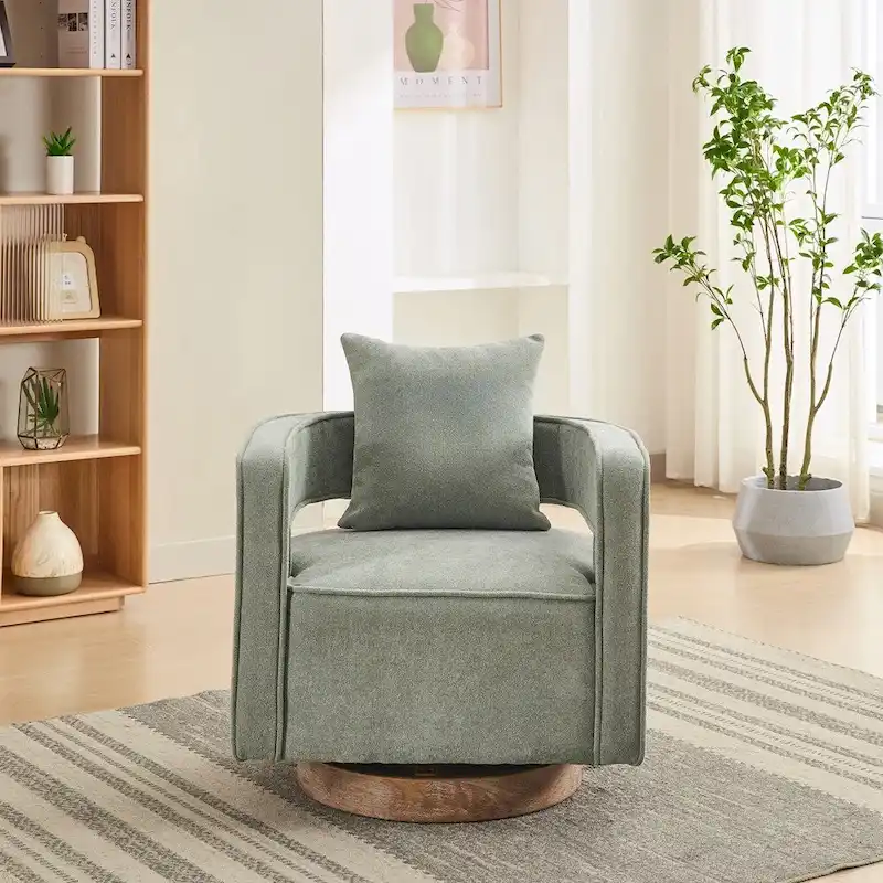 29.1W Swivel Accent Open Back Chair With Weathered Base
