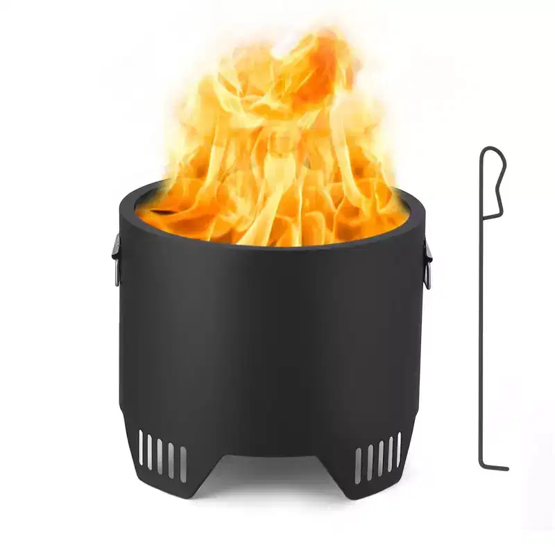 Smoke Outdoor Mini Fire, Iron Smokeless Fire Pit for Outdoor Use, Backyard Gatherings, Camping, and Picnics, Includes Fire Hook