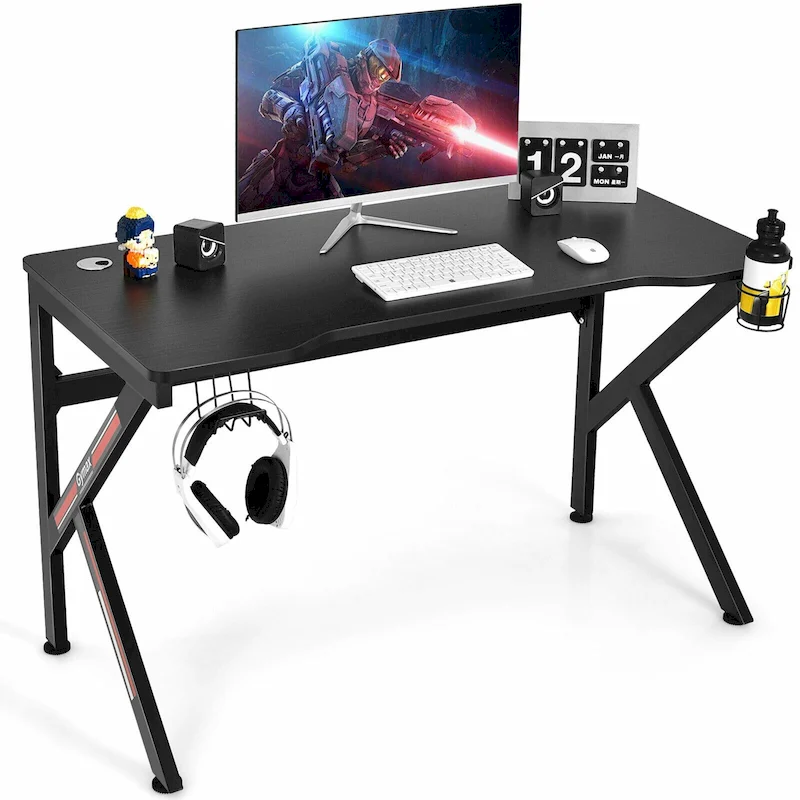 Gymax 48 K-shaped Gaming Desk Computer Table with Cup Holder &