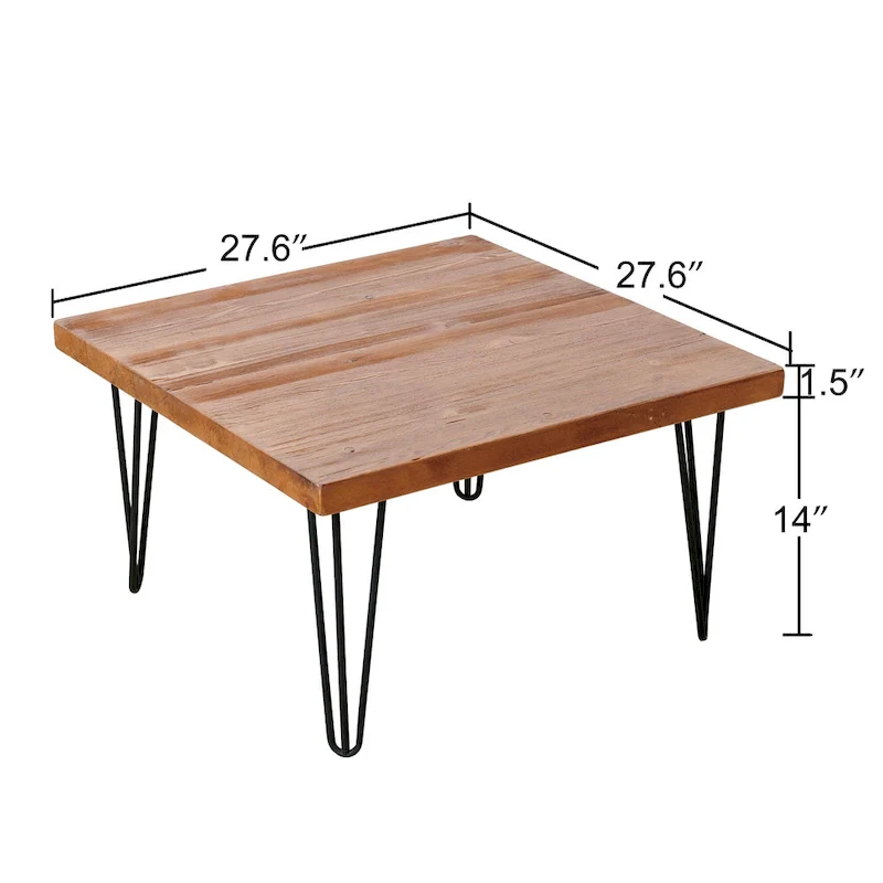 Greenage Wood End Table with Iron Legs