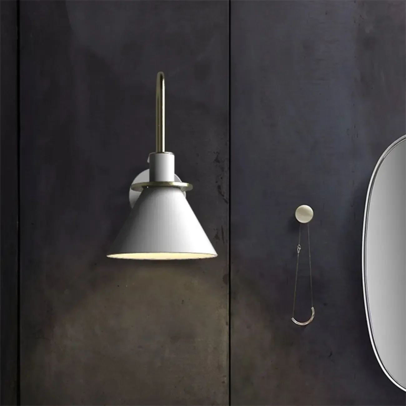 Modern 1-Light Cone Bath Vanity Light with Iron Shade