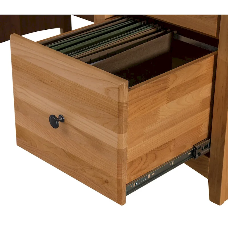 Solid Wood Desk with 4 Drawers - Natural Finish