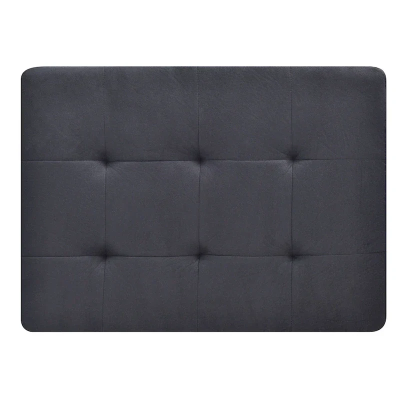 Rectangular Button-Tufted Microsuede Ottoman