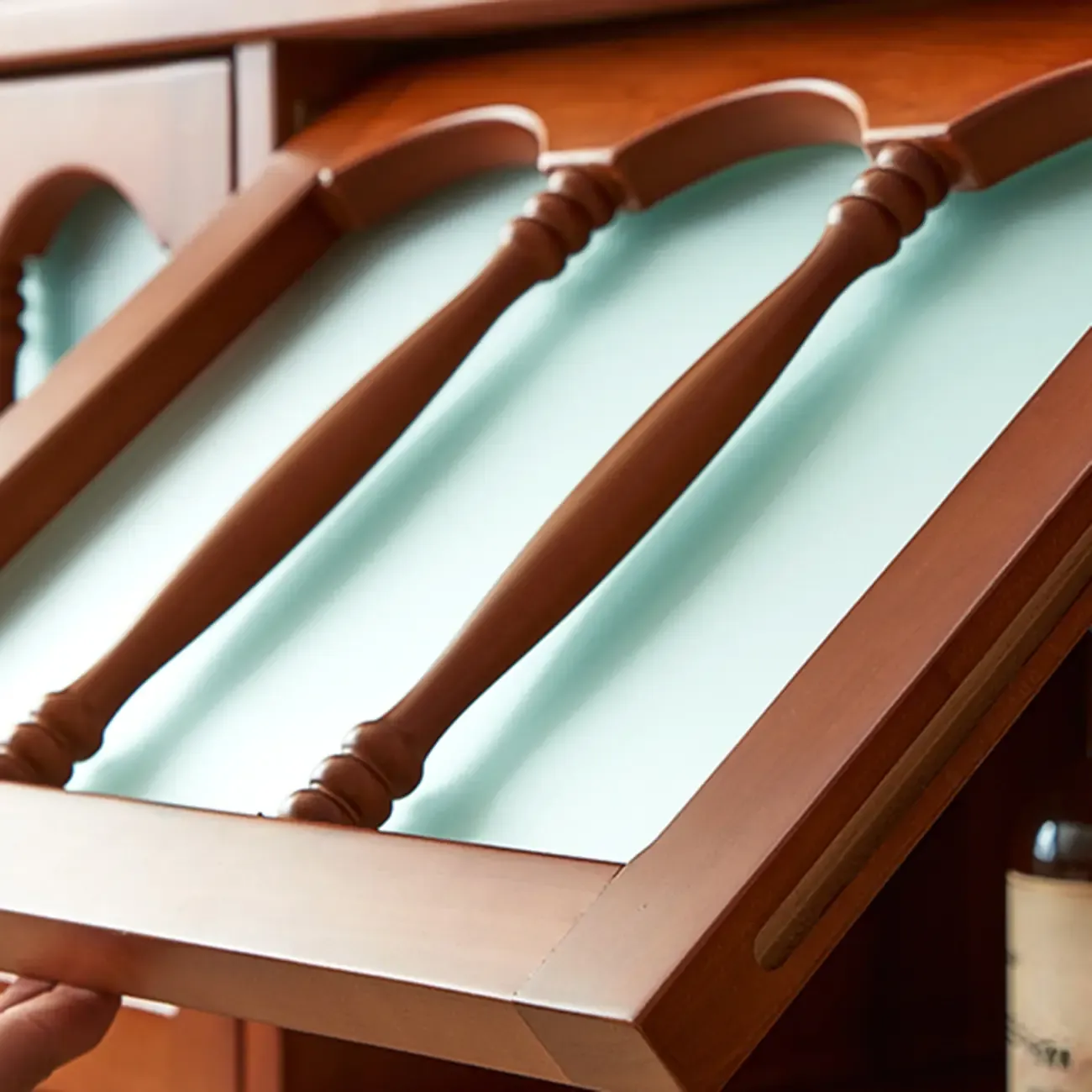 Art Deco Modern Wood TV Stand with Cable Management