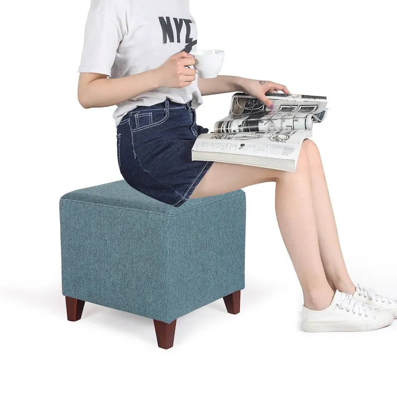 British Style Cube Ottoman Footstool