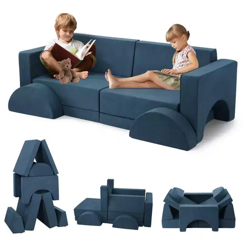 Play Couch, 8 PCS Toddler Couch Modular Kids Play Couch Sofa for Playroom Nursery, Kids Convertible Sofa with Removable Cover