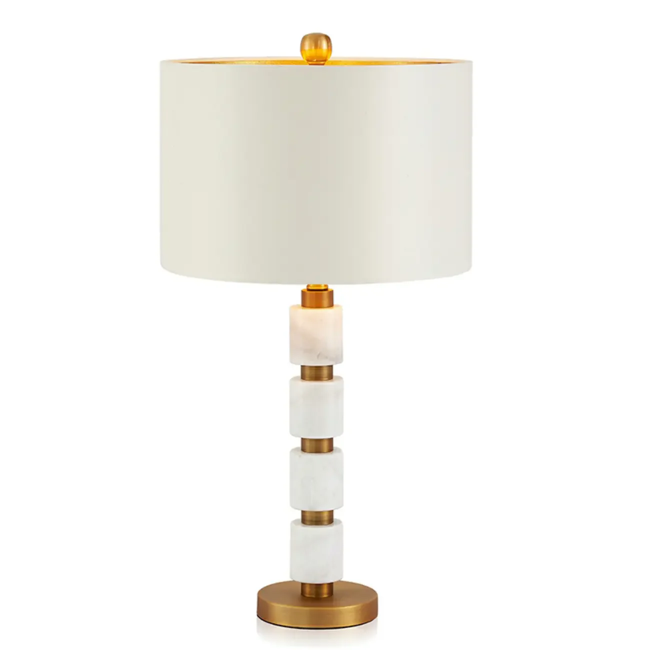 Elegant White Noble Stone Fabric Task Table Lamp