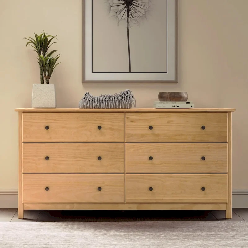 Grain Wood Furniture Shaker-style 6-drawer Solid Wood Dresser